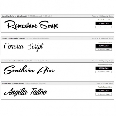 Newest script fonts for your clothing labels - from 1001 free fonts