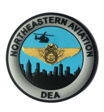 Aviation DEA Patches: PVC Patch"North Eastern Aviation"
3D Design + 4 Colors
Sewing Channel
Velcro Backing. Size: 3.5" Round