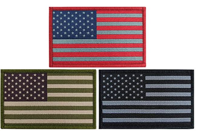 3 american flag patches
