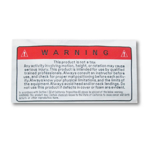 Warning or Care Label for Crossfit Brand