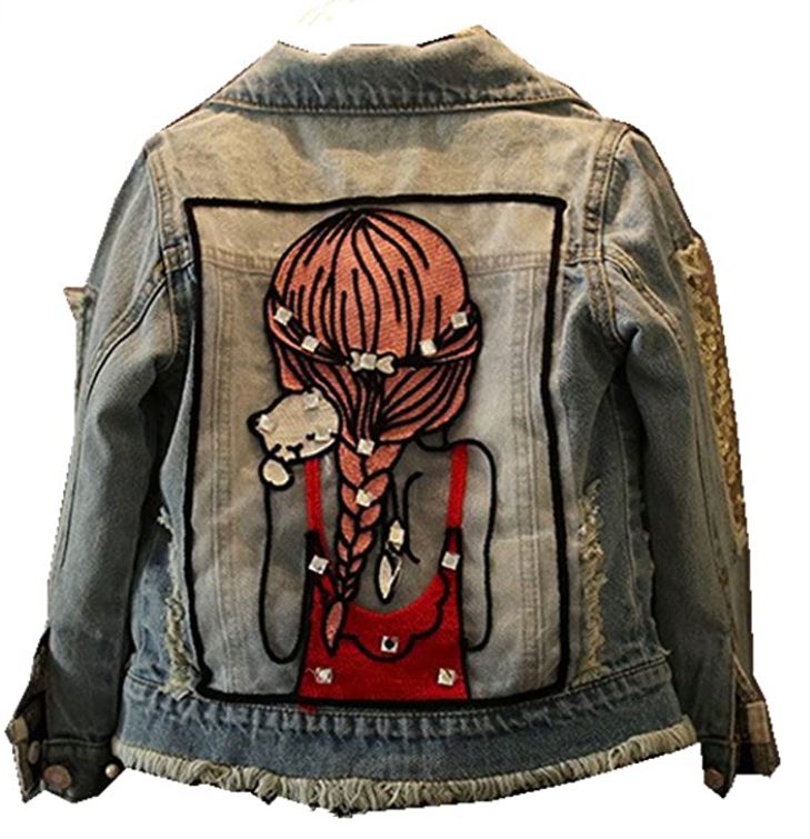 Denim Jacket with Patches for Women