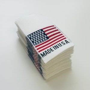 american flag woven labels stack 25