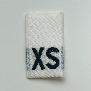 black on white woven size labels - single