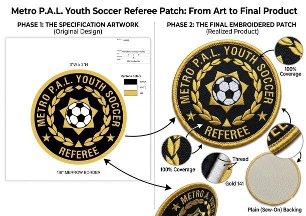 Referee embroidered patch from design to product