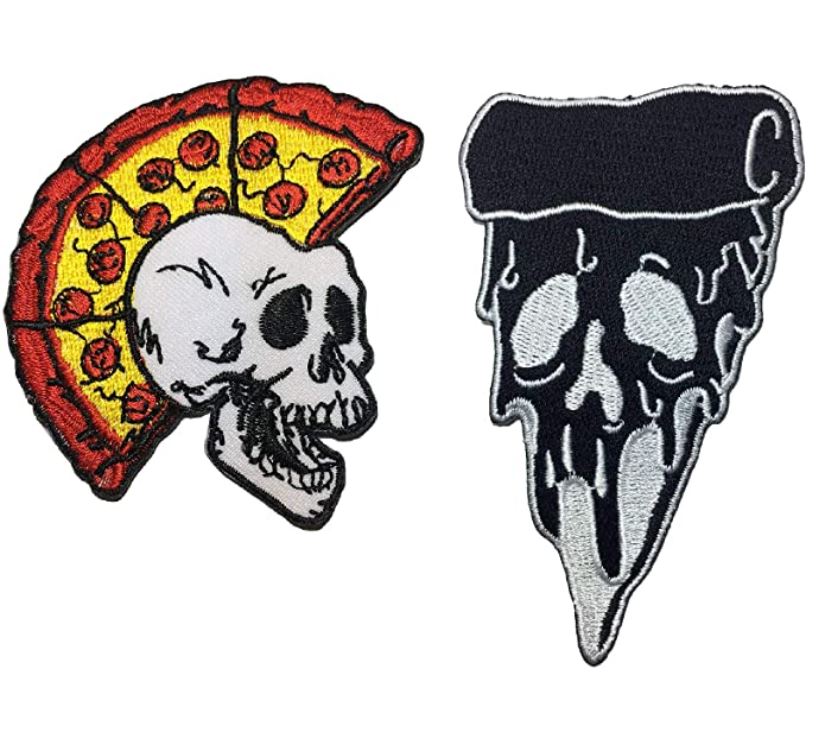 Pizza Skull Funny Punk Patch
