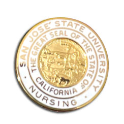 Golden Nursing Pin from the San Jose State University / College Pin