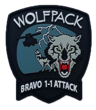 Bravo Attack PVC Patch: Pvc Patch "New WolfPack"
2d Design + 5 Colors
Sewing Channel
Tan Velcro Back. Size: 1.747" x 2"