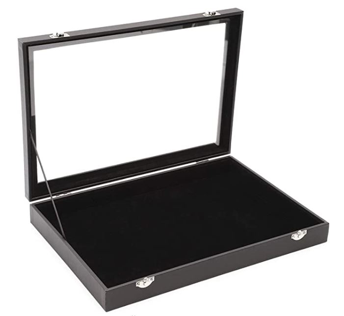 jewelry display case black velvet