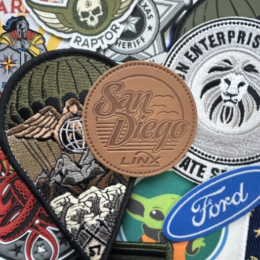 Assorted army and law enforcement patches made by Sienna Pacific
