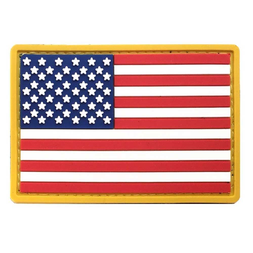 AMERICAN FLAG EMBROIDERED PATCH iron-on BLACK RED US REVERSE subdued LEFT new 