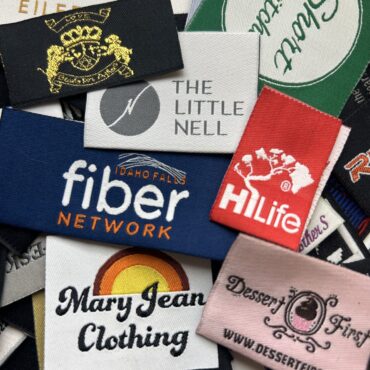 custom woven labels in damask style