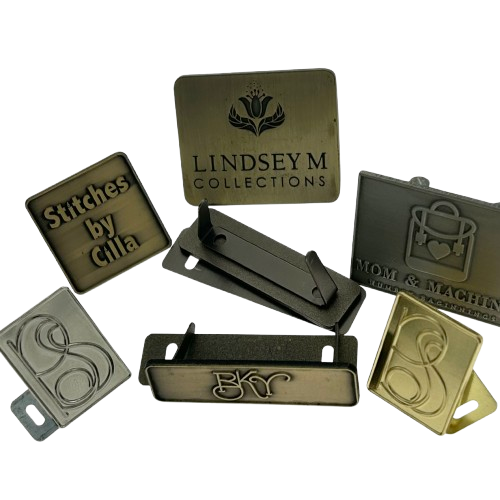 Custom metal clothing label for handbags and accessories