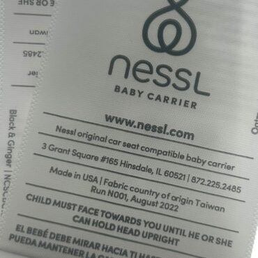 Custom satin printed fabric clothing label with logo