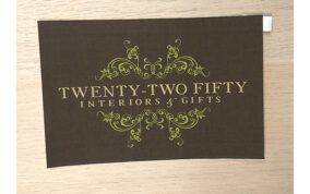 **Twenty-Two Fifty Interiors & Gifts — Woven, 4"x6", Adhesive Backing