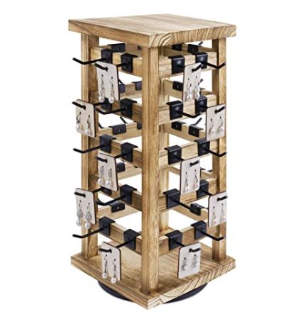 natural wood rotating tower display