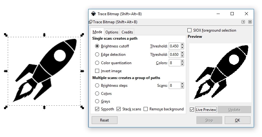 image to vector inkscape step 2