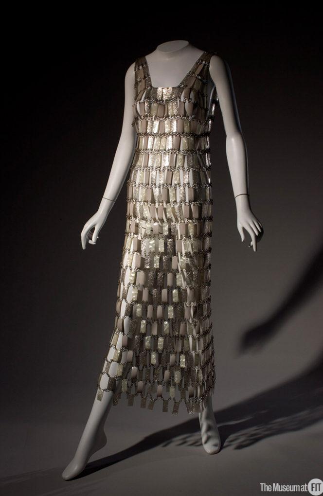 Paco Rabanne wedding dress made in France 1968

In 1968, something truly exquisite was created in France. Paco Rabanne's wedding dress was the highlight of that year, and it has found a home today at the Museum of the Fashion Institute of Technology in New York City. This intricately crafted creation is built around an aluminum hand-crafted structure and lined with delicate white silk. It takes the form of a puffy bell and creates a truly dazzling piece for any wedding ensemble. The fact that nearly 50 years later, this dress is still on display for all to see speaks volumes to its meticulous design and craftsmanship. It is truly a work of art to be admired through centuries to come.