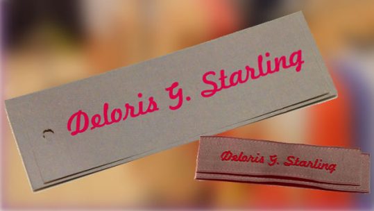 set of custom clothing labels and hangtags - deloris starling