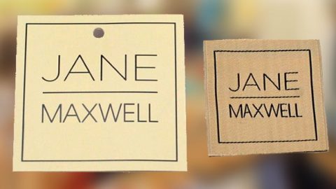 set of custom clothing labels and hangtags - jane maxwell